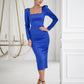 Square Neck Backless Midi Dress