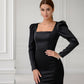 Square Neck Backless Midi Dress