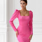 Square Neck Backless Midi Dress