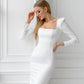 Square Neck Backless Midi Dress
