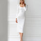 Square Neck Backless Midi Dress