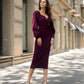 Puff-Sleeve Midi Dress