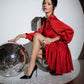 Silk Dress Mini A-line Long Sleeve