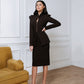 2-Piece Elegant Pencil Skirt Suit And Deep V Elongated Fitted Jacket