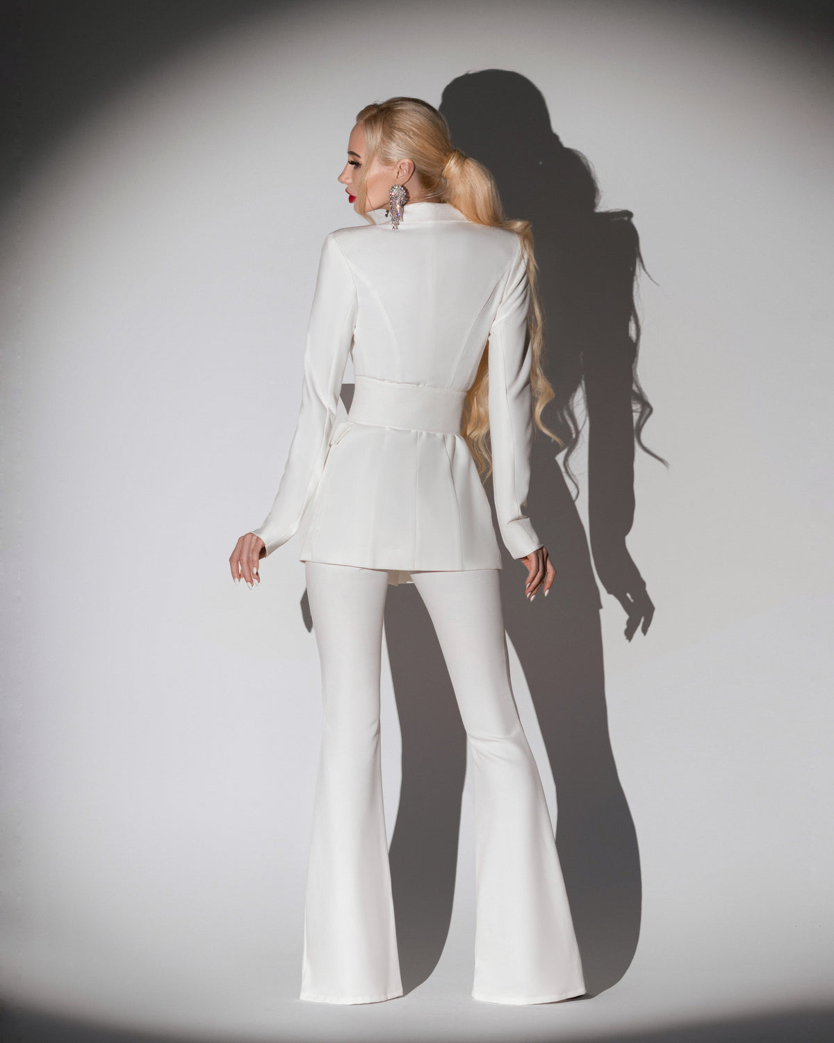 2-Piece Bridal Pantsuit With Deep V Jacket
