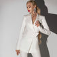 2-Piece Bridal Pantsuit With Deep V Jacket