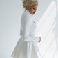 2-Piece Bridal Pants Suit with Peplum Deep V-Jacket