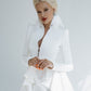 2-Piece Formal Pants Suit with Peplum Deep V-Jacket
