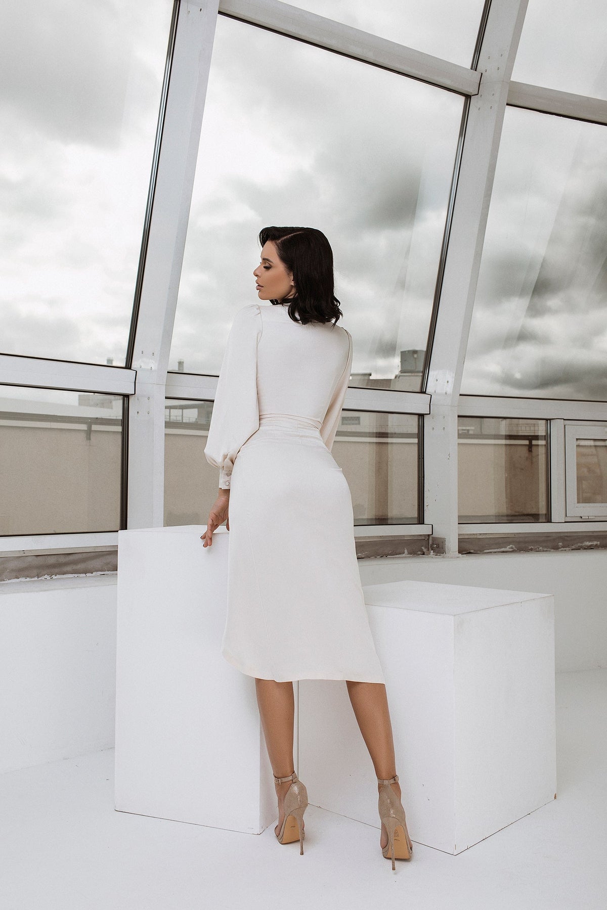 Wrap Long Sleeve Midi Dress