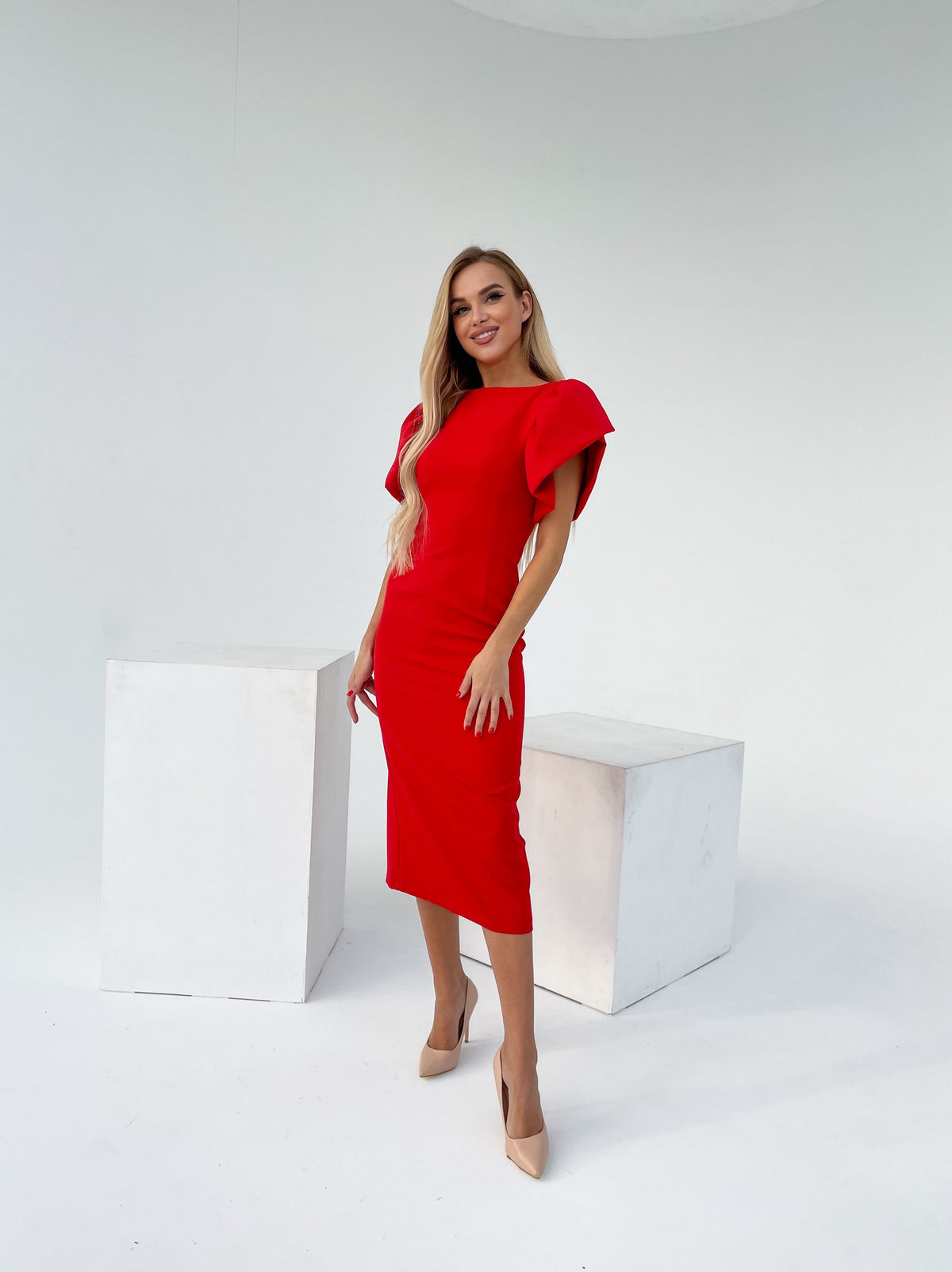 Alexa Puff Sleeve Midi Dress