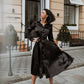 Satin Midi Dress Sheath Long Sleeve & Collared Neckline