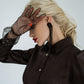 Satin Midi Dress Sheath Long Sleeve & Collared Neckline