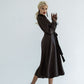 Satin Midi Dress Sheath Long Sleeve & Collared Neckline