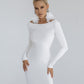 Bodycon Open Back Midi Dress With Long Sleeves