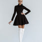 Knitted Fabric Dress Mini A-line Long Sleeve