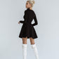 Knitted Fabric Dress Mini A-line Long Sleeve