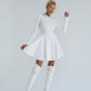Knitted Fabric Dress Mini A-line Long Sleeve
