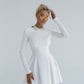 Knitted Fabric Dress Mini A-line Long Sleeve