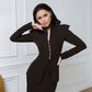 2-Piece Elegant Pencil Skirt Suit And Deep V Elongated Fitted Jacket