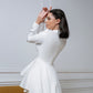 2-Piece Formal Pants Suit with Peplum Deep V-Jacket