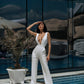 Deep V-neck Sleeveless Jumpsuit
