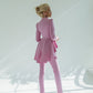2-Piece Formal Pants Suit with Peplum Deep V-Jacket