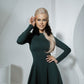 Knitted Fabric Dress Mini A-line Long Sleeve