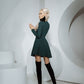 Knitted Fabric Dress Mini A-line Long Sleeve