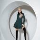 Knitted Fabric Dress Mini A-line Long Sleeve
