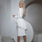 Midi Skirt Slip Long Sleeve Glam Deep V Business Meeting Suit