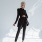 2-Piece Formal Pants Suit with Peplum Deep V-Jacket