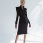 2-Piece Elegant Pencil Skirt Suit And Deep V Elongated Fitted Jacket