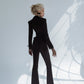 2-Piece Formal Pantsuit With Deep V Jacket