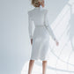 2-Piece Elegant Pencil Skirt Suit And Deep V Elongated Fitted Jacket