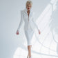 2-Piece Elegant Pencil Skirt Suit And Deep V Elongated Fitted Jacket