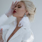 2-Piece Elegant Pencil Skirt Suit And Deep V Elongated Fitted Jacket