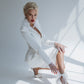 2-Piece Elegant Pencil Skirt Suit And Deep V Elongated Fitted Jacket