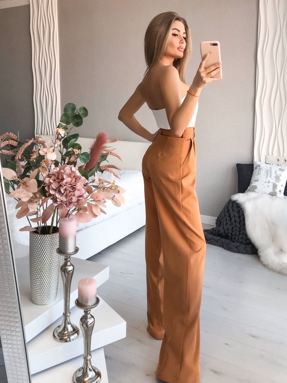 High Waist Fitted Palazzo Pants