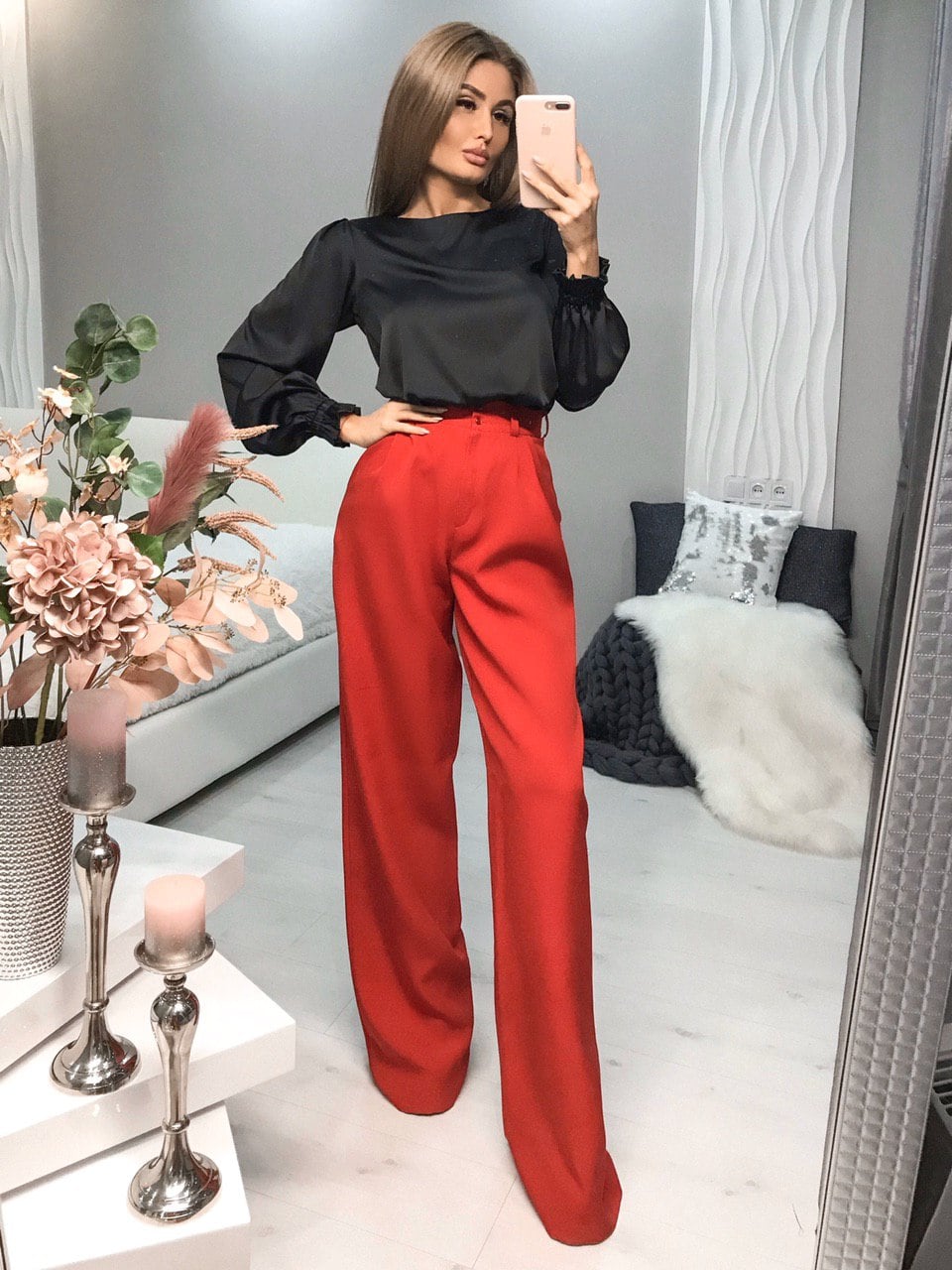 High Waist Fitted Palazzo Pants