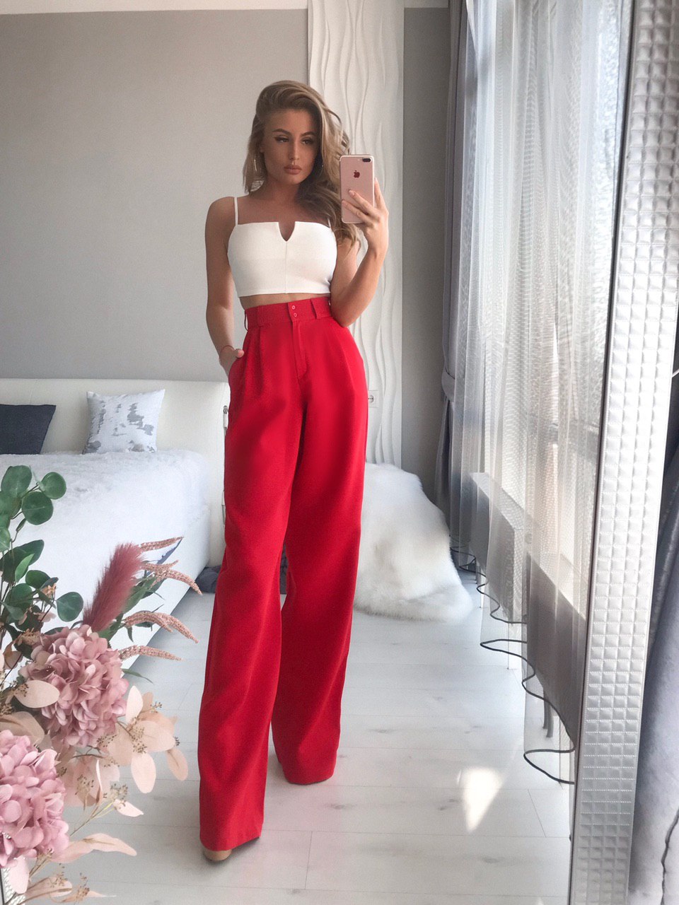 High Waist Fitted Palazzo Pants