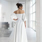Bridal Satin Puff-Sleeve Maxi Dress