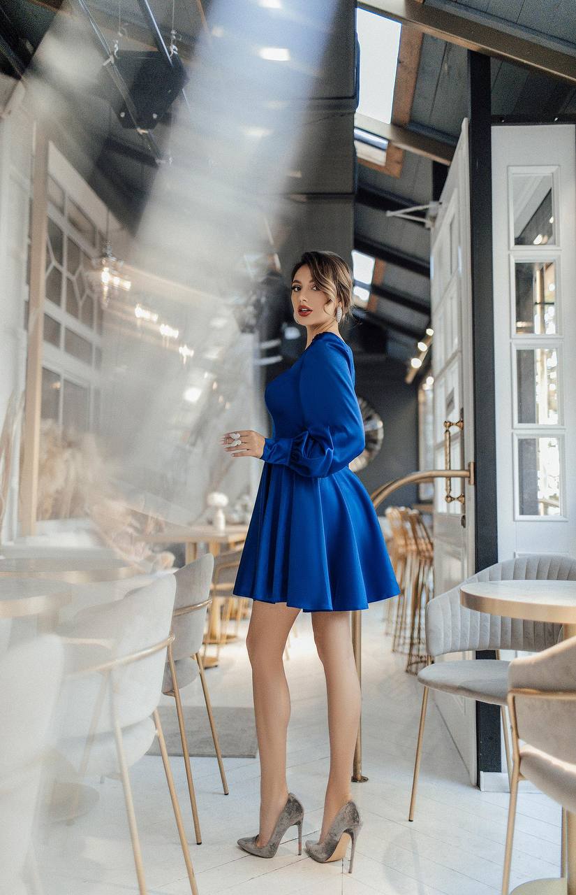 Satin Long Sleeve Mini Dress