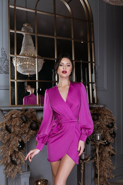 Wrap Long Sleeve Mini Dress