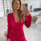 Silk Long Sleeve Ruched Mini Dress