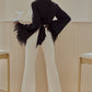 Silk Feather Sleeve Blouse