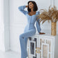 Sweetheart Top & Flared Pants 2-Piece Set