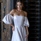 Bridal Satin Puff-Sleeve Maxi Dress