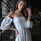 Bridal Satin Puff-Sleeve Maxi Dress