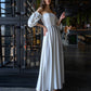 Bridal Satin Puff-Sleeve Maxi Dress