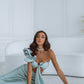 Satin Bow Top & Midi Skirt 2-Piece Set